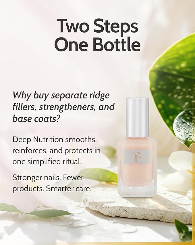 karma organic Deep Nutrition Nail Polish Strengthener - Nail Ridge Filler Base Coat Polish for Thin & Damaged Nails, Non-Toxic, Vegan & Cruelty Free, 0.47 fl oz