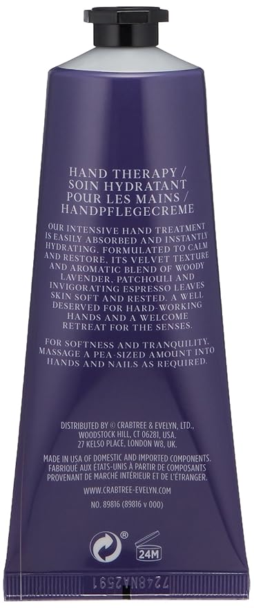 Crabtree & Evelyn Calming Hand Cream Therapy, Lavender and Espresso, 3.45 oz