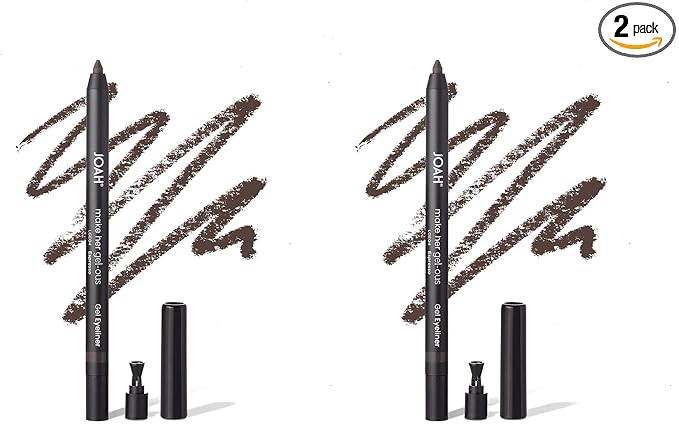 JOAH Make Her Gel-ous Gel Eyeliner with Self-Sharpening Pencil, Waterproof & Long-Lasting Intense Color Definition & Finish, Creamy No-Tug Formula - Espresso (Pack of 2)