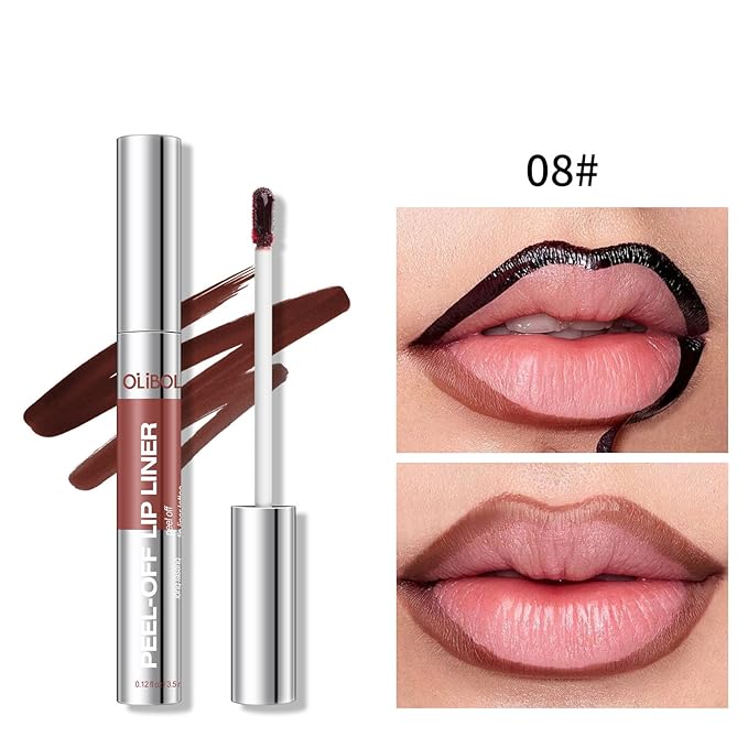 4Pcs Peel Off Lip Liner Stain Set - Long-Lasting, Smudge-Proof, Waterproof Nude Matte Lip Tint, Non-Fading Peel Off Brown Lip Line Color, Effortless Precision & Full Coverage, Overline Lip Combo