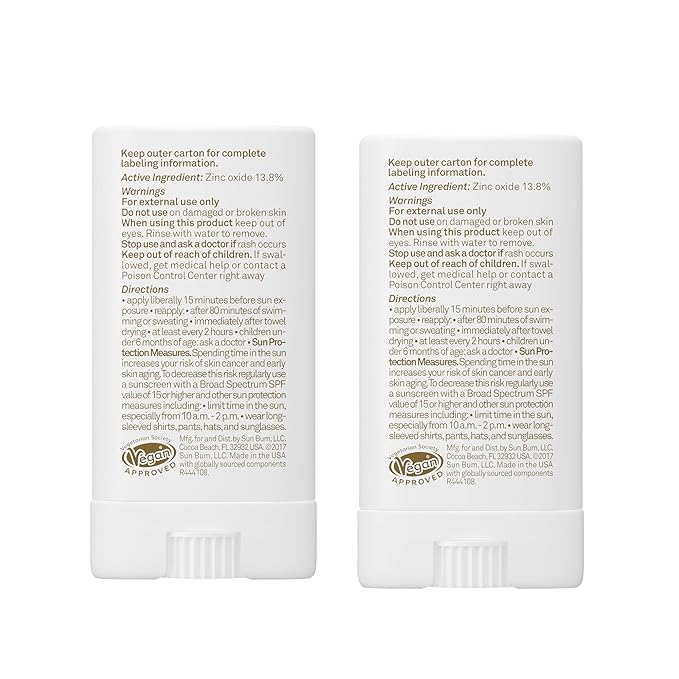 Sun Bum Mineral Spf 50 Sunscreen Face Stick Vegan and Hawaii 104 Act Compliant (Octinoxate & Oxybenzone Free) Broad Spectrum Natural Sunscreen With UVA/UVB Protection 2 Pack
