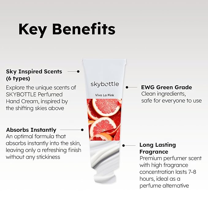 skybottle Scented Hand Cream, Fast-Absorbing Shea Butter & Hyaluronic Acid Moisturizer, Lily of the Valley, Grapefruit & Lemon Scent, Korean Lotion Gift for Dry Skin, Travel Friendly, 1.7 Fl Oz