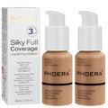 PHOERA Foundation, PHOERA Matte Liquid Foundation,PHOERA Makeup for Women, PHOERA Foundation Full Coverage Concealer, 30ml 24HR Matte Oil Control Concealer (106 - Warm Sun*2)