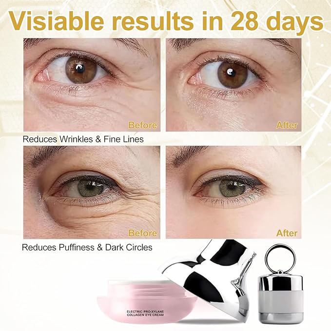 AH-8 Firming Neck Cream & Electric Massage Eye Cream Suit, Neck and Eye Tightening & Rejuvenating Set,Firming Smooth Fine Lines,Reduce Wrinkles & Deep Moisturizing Skincare,Day & Night Use(120g+50g)
