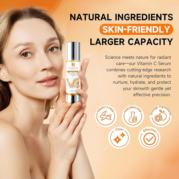 HANYWIL Vitamin C Serum for Mature Skin, 20% Vitamin C Face Serum with Hyaluronic Acid, Dark Spot Remover, Hydrating Skincare for Wrinkle Reduction, Lifting & Firming - 1.7 fl