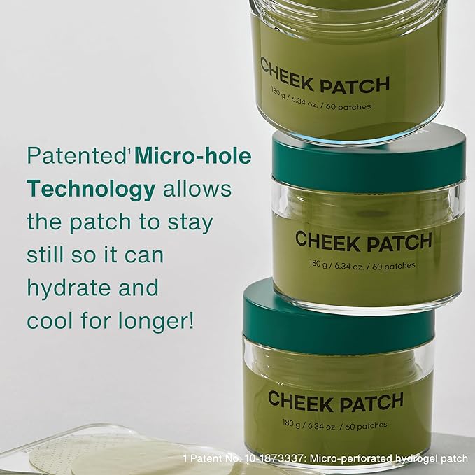 MANIA HOLIC Cheek Patch - Hydrogel Facial Toner Pads for Hydrating and Cooling Flushed Skin with Green Tea and CICA, Moisturizing Korean Skincare, 6.34 fl oz. (60 count)