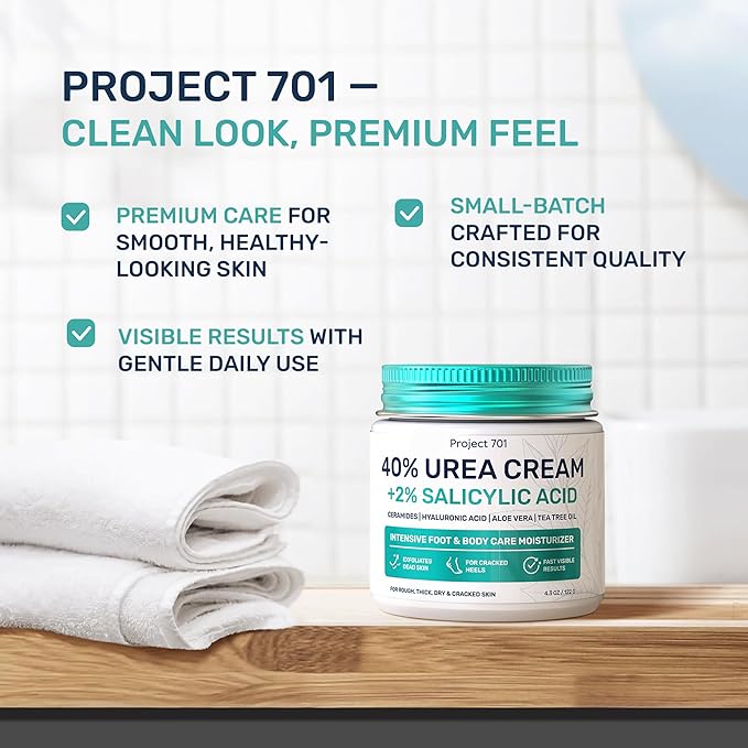 Urea Cream 40 Percent for Feet Maximum Strength - Urea Foot Cream and Callus Remover, Exfoliating Heels Cream with Salicylic Acid - Dry Cracked Foot Lotion Urea, Ceramides, Tea Tree Oil, 4.3 oz
