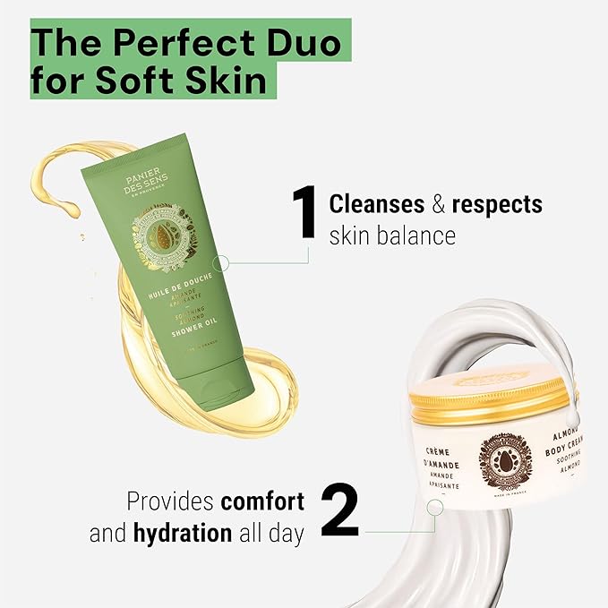 Panier des Sens - Sweet Almond Moisturizing Body Wash for Women & Men - Gentle Shower Gel - 96% Natural - Normal, Sensitive Skin - Body Care Made in France, SLS Free, Vegan - 6.8 floz