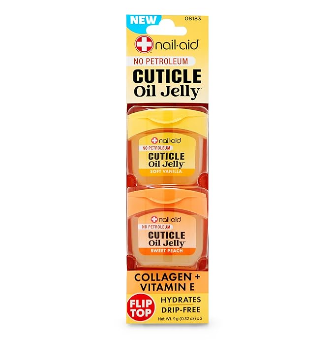 Nail-Aid Cuticle Oil Jelly, Press-On Friendly Non-Drip Cuticle Treatment for Dry Cracked Cuticles and Hangnails, Collagen + Vitamin E, CleanClick™ Secure Flip-Top Cap, Petroleum-Free
