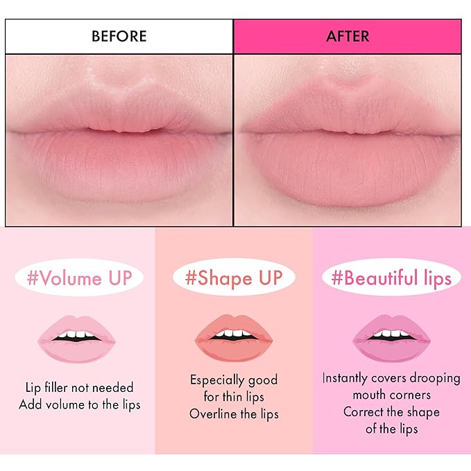 Amuse SEOUL Lip Smudger (05 BOKSOONGA MILK) - Matte Pink, Lip Liner Pencill, Creamy Lip Crayon, Smooth Velvet Texture, Multi-Use Lipliner, Overlip Line Color, Vegan, Korean Beauty