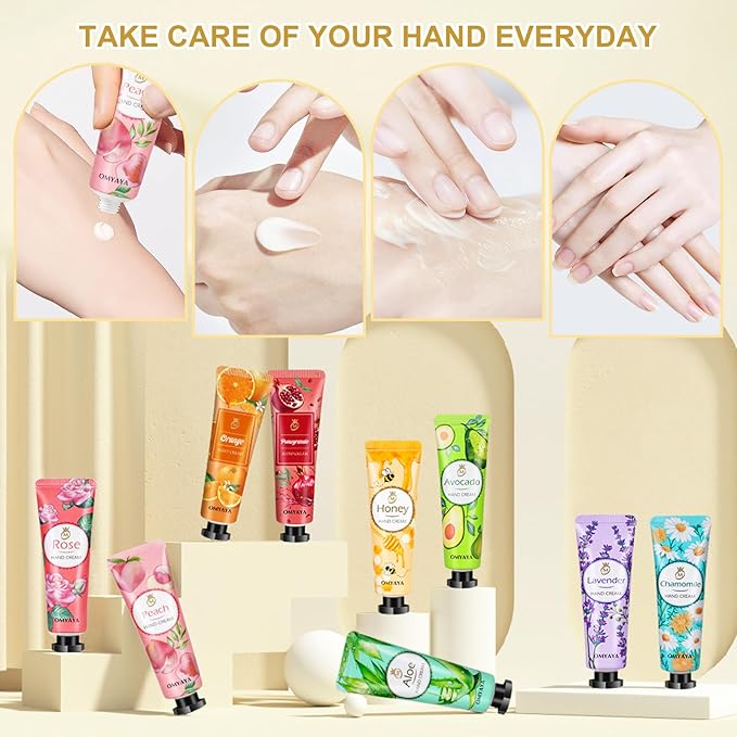 OFUN 20 Pack Hand Cream Gift Set for Women Mini Hand Care Lotion Travel Size for Dry Cracked Hand Plant Fragrance Hands Care Moisturizing Cream for Christmas Mother's Day Valentine's Day