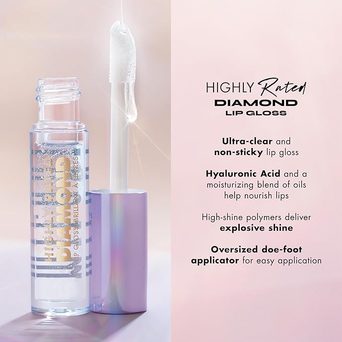 Milani Highly Rated Diamond Lip Gloss - Clear High-Shine Finish | Volumizing Optical Lip Plumper with Hyaluronic Acid & Moisturizing Oils, Non-Sticky & Cruelty-Free, Pack of 2