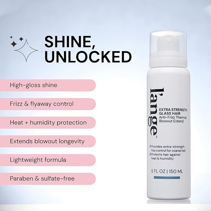 L'ANGE HAIR Extra Strength Glass Hair Anti-Frizz Thermal Blowout Extend | High-Performance Heat Protectant Spray for Ultimate Frizz Control & Shine | Blow Dry Extender Styling Mist | 5 fl oz