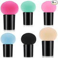 ElevateTech 6 Pcs Makeup Sponges with Handle Foundation Applicator Sponges Mushrooms-Shaped Makeup Sponge Puff Powder Cosmetic Puff Beauty Tool for Foundation Creams Powders, Dry & Wet Use