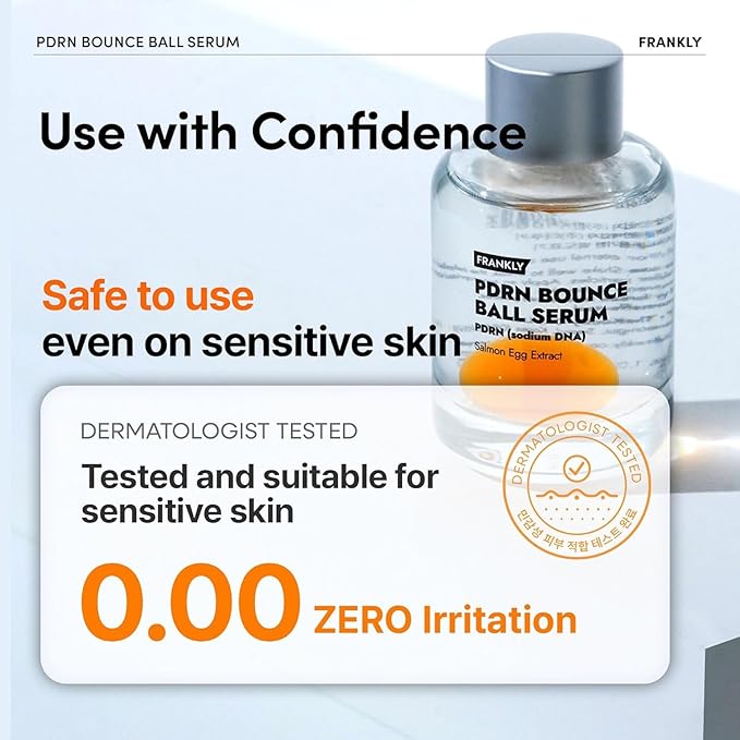 FRANKLY Salmon PDRN Bounce Ball Serum – 99% Pure Salmon DNA PDRN for Post Microneedling Recovery, Redness & Damaged Skin Repair | Glass Skin Korean Skincare | Lightweight, Non Sticky | 1.01 fl oz