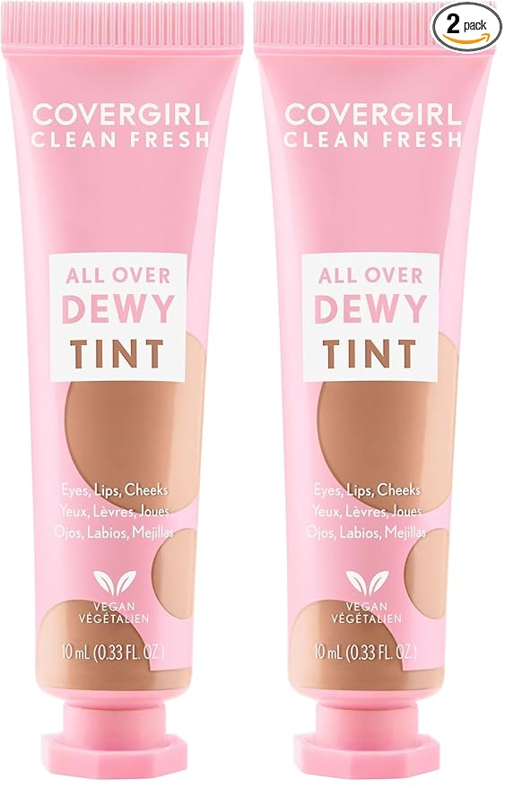 COVERGIRL Clean Fresh Dewy Tint 200 Toasty Nude, 3-in-1 Tint, Blendable Color For Eyes, Lips & Cheeks, 0.33 fl oz (Pack of 2)