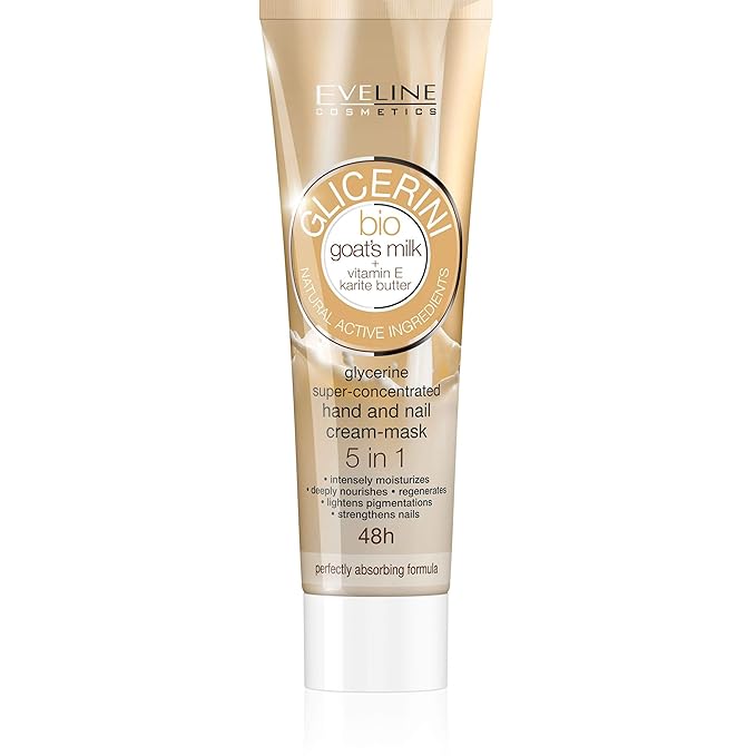 Eveline Glycerine 5 In 1 Bio Goat's Milk + Vitamin E & Karite Butter Super-Concentrated Hand/Nail Cream Mask