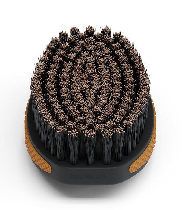 CQP 360 Wave Brush 2.0 - SOFT All Boar Bristle Hairbrush, BLACK & GOLD - Peanut Butter Non-Slip Rubber Grips, Indestructible Waterproof Design - The Ultimate 360 Wave Brush