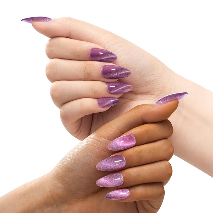 MAYCHAO 15ML Cat Eye Gel Nail Polish 1Pc Rainbow Purple Pink Gel Polish with Magnet Soak off Holographic Magnetic Nail Polish for Nail Art Manicure Salon DIY at Home, 0.5 OZ