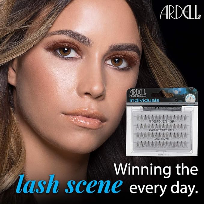 Ardell Individual False Eye Lashes - Long, Brown, Natural Look DIY Lash Clusters, Easy Application for Eyelash Extension Effect, 4-Pack