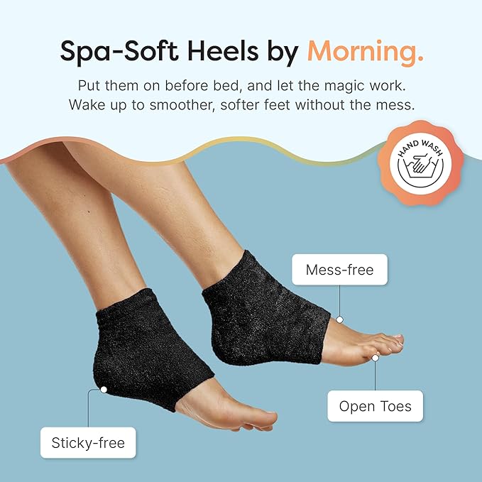 ZenToes Moisturizing Socks for Cracked Heel Treatment, Vitamin E, Olive Oil and Jojoba Oil Infused Heel Socks, Spa Gifts for Women, Mothers Day Gifts (Fuzzy Black, Regular)
