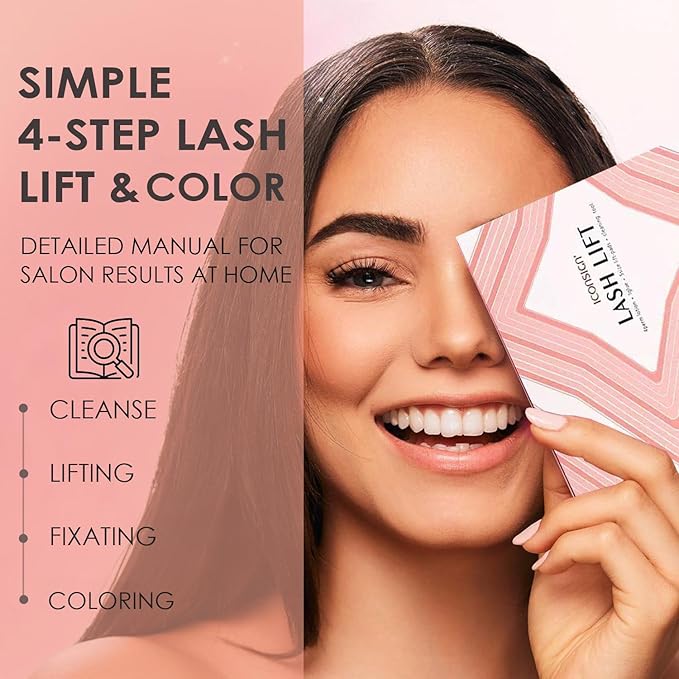 Lash Lift and Color Kit, At-Home DIY Lash Perm with Long Lasting Curl & Natural Look, Upgraded Glue, Temporary Brown Lash & Brow Color, Complete Salon Grade Tools for Beginners and Professionals