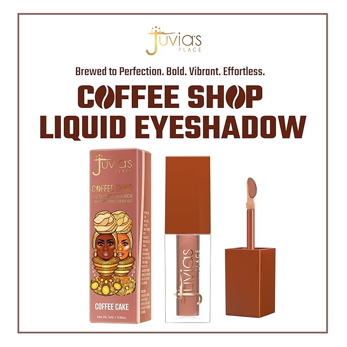 Juvia's Place Coffee Shop Liquid Eyeshadow Coffee Cake - Matte Finish for Rich, Long-Lasting Color, Waterproof, and Smooth Texture - Buildable and Vibrant - Ideal for All Skin Tones, 0.08 fl oz