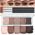 KYDA 5 Colors Netural Nude Eyeshadow Palette with Brush, Matte Brown Eyeshadow, All Matte Eyes Palette, High Pigment Eye Makeup Gift for Women, Korean Eyes Makeup, HAZEL ASIN B0FV7R