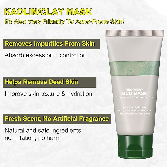 SEWOG Recovery Mud Mask, Relief Mud Mask for Face & Body, Deep Cleansing & Hydrating Clay Mask, Deep Pore Cleanser Oil Control Wash Off Body Mud