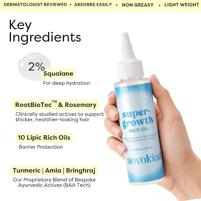 Rosemary Hair Growth Oil - Scalp Treatment for Thinning Hair, Improves Hair Density, Reduces Breakage & Deep Nourishment | Blended with Castor Oil, Biotin, Turmeric for Men & Women 3.38 fl oz