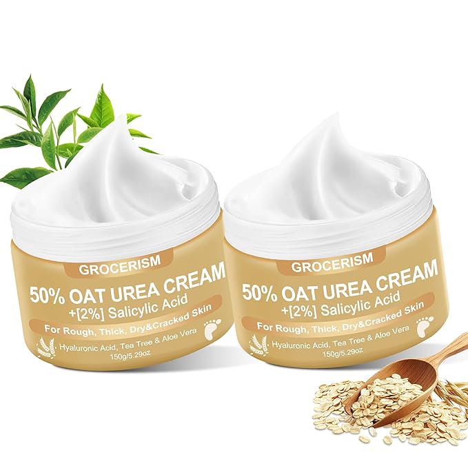 Urea Cream 50 Percent for Feet 10.58 oz with Oat and 2% Salicylic Acid, Foot & Hand Cream included Hyaluronic Acid, Tea Tree and Aloe Vera for Deep Moisturizing, Callus Removing (Upgraded Formula)