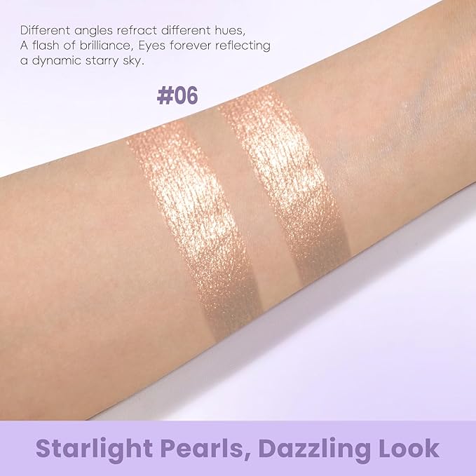HOSAILY Holographic Champagne Bronze Glitter Eyeshadow, Multichrome Shimmer Color Shifting Single Eyeshadow, Metallic Brown Iridescent Eye Shadow Palette Bouncy Texture Fairy Highlighter Makeup #6