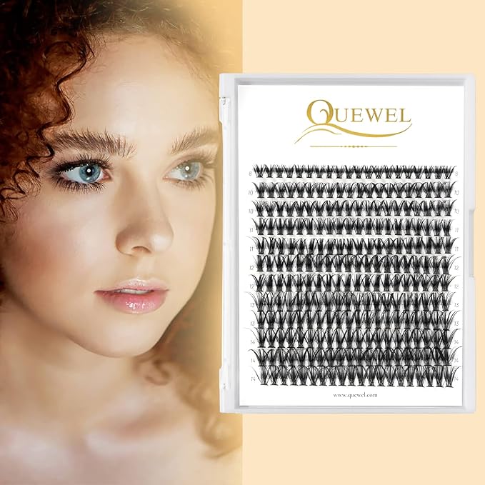 QUEWEL Cluster Lashes 240Pcs Individual Lashes 40D 0.07D Curl Mix8-14mm Lash Extensions Clusters Lash Soft&Natural False Eyelashes Individual DIY Eyelash Extension at Home(40D 0.07D MIX8-14)