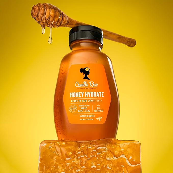 Camille Rose Leave-In Conditioner, Honey Hydrate 2-Pack – Deep Conditioning for All Textures, Low-Porosity Hair, Dry Locs and Braids, Frizz Control, 8 Fl Oz