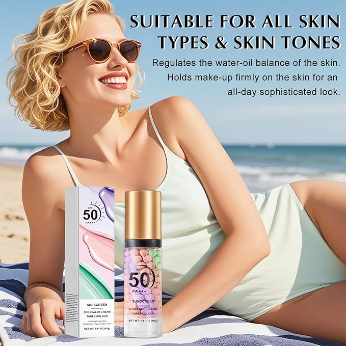 IONSGAKO 3 in 1 Primer for Face Before Makeup, SPF 50 PA+++, One Step Color Correcting Makeup Face Primer, Oil Control Moisturizing Sunscreen Makeup Color Corrector Facial Serum Radiance Skin