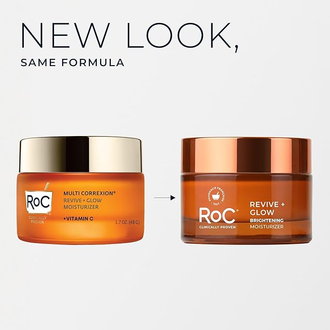 RoC Multi Correxion Revive + Glow 10% Vitamin C Moisturizer for Face, Anti-Aging Gel Cream, Instant Glow, Hypo-Allegenic, Oil-Free, 1.7 Ounces (Packaging May Vary