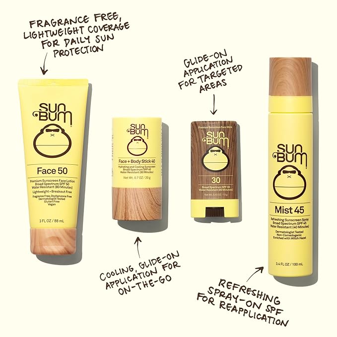 Sun Bum Original SPF 40 Face and Body Sunscreen Stick - Water resistant Broad Spectrum Facial Sunscreen-Hawaii 104 Act Compliant (Made Without Octinoxate & Oxybenzone)-Travel Size-0.7 oz,(Pack of 2)