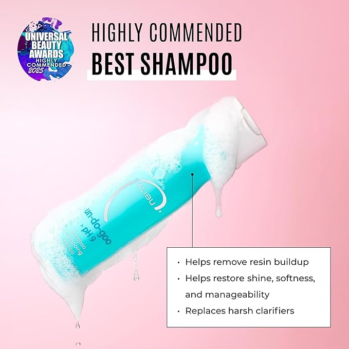 Malibu C Un-Do-Goo Clarifying Shampoo for Build Up - Travel Size Deep Cleansing Treatment for Styling Product Residue - Weekly Scalp Detox, Shine Restoring, Hair Cleanser for Women & Men, 3.4oz