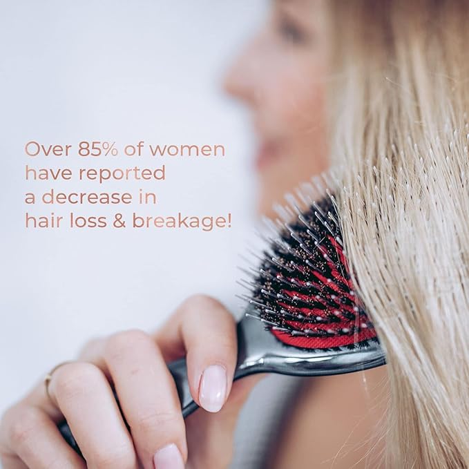 MISEL Professional Boar Bristle Hair Brush - Detangles All Types & Extensions | Reduces Breakage - Great for Wavy & Straight | Salon-Approved - Large
