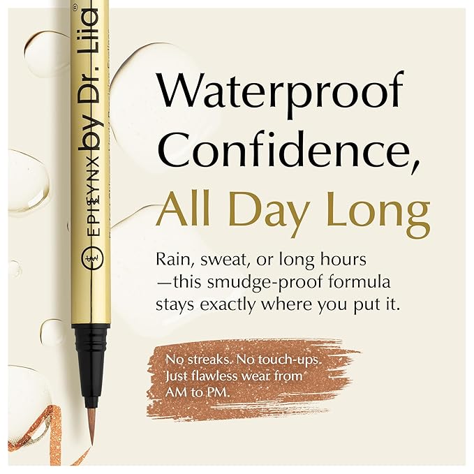 EPILYNX Liquid Eyeliner - Hypoallergenic Eyeliner with Fine Brush Tip, Long-Lasting Waterproof Eye Liner - Cruelty-Free, Vegan, Gluten-Free, Smooth Liquid Eye Liner, Shimmer Gold Brown 2mL