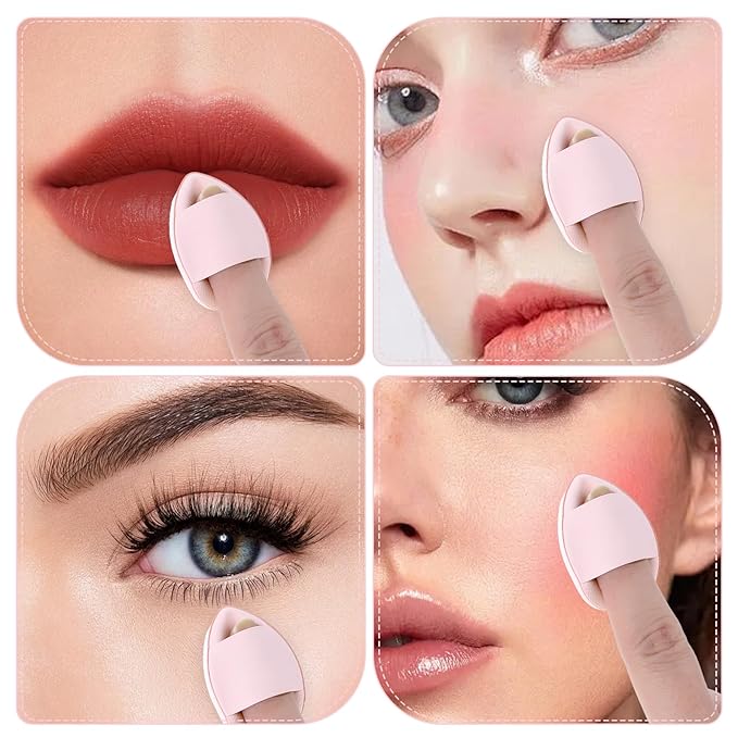 Giantree 12 Pcs Mini Finger Powder Puff, Mini Makeup Puff, Drop-Shaped Makeup Sponges, Soft Makeup Puff Setting Sponge Foundation Cosmetic Finger Puff for Women, Girls Makeup Setting Wet and Dry(Pink)