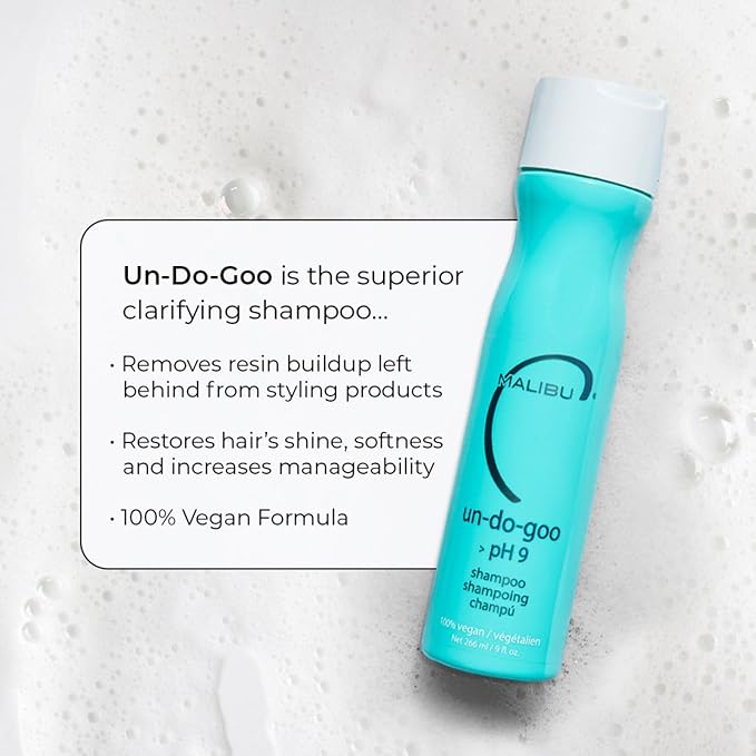 Malibu C Un-Do-Goo Clarifying Shampoo for Build Up - Travel Size Deep Cleansing Treatment for Styling Product Residue - Weekly Scalp Detox, Shine Restoring, Hair Cleanser for Women & Men, 3.4oz