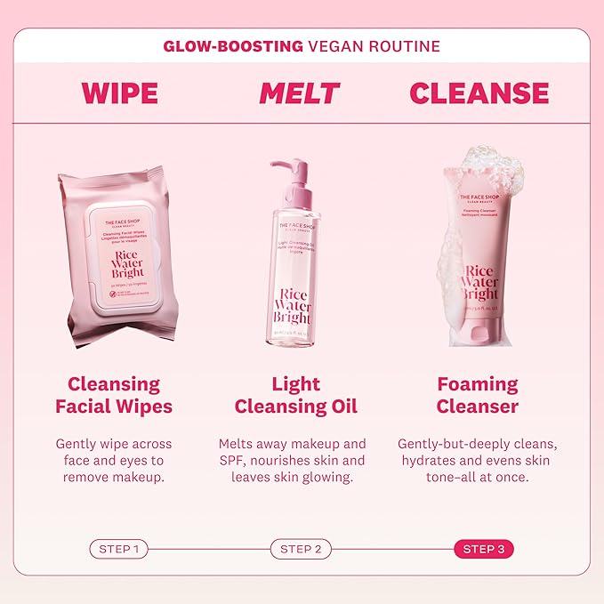 The Face Shop Rice Water Bright Foaming Cleanser, Hydrating Korean Face Wash with Ceramides, Deep Pore Cleansing, All Skin Types, Gentle Skincare, Vegan, 10.1 fl. oz. (Pack of 2)