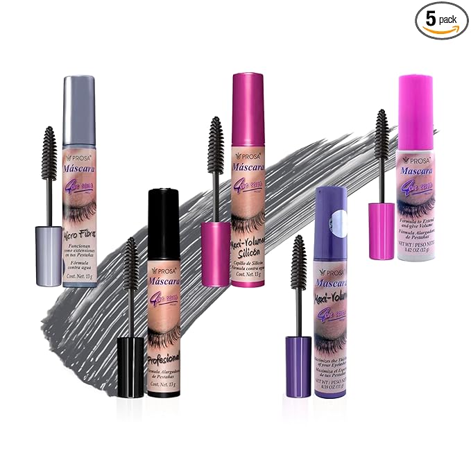 Mascara Professional Collection for Amplified Volume Complete Lash Length Deep Ebony Shade and Enduring All-Day Glamour Pack of 5