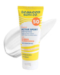 Seaweed Bath Co. Active Sport Defense Cream SPF 50 - Broad Spectrum Hybrid Sunscreen with Zinc Oxide, Aloe & Watermelon - Water Resistant Face and Body Daily Sunblock, 3.4 Ounce