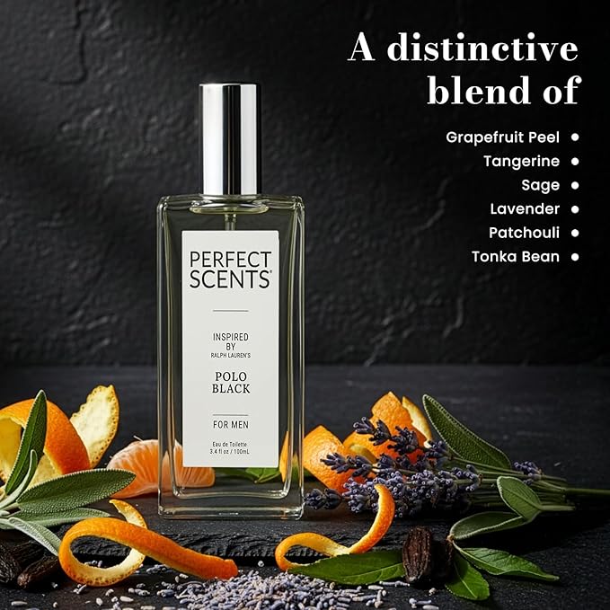 Perfect Scents Fragrances, Inspired by Ralp.h La.uren’s Pol.o Black, Men’s Eau de Toilette, CLEAN, Vegan, Paraben-Free, Never Tested on Animals, 3.4 Fluid Ounces
