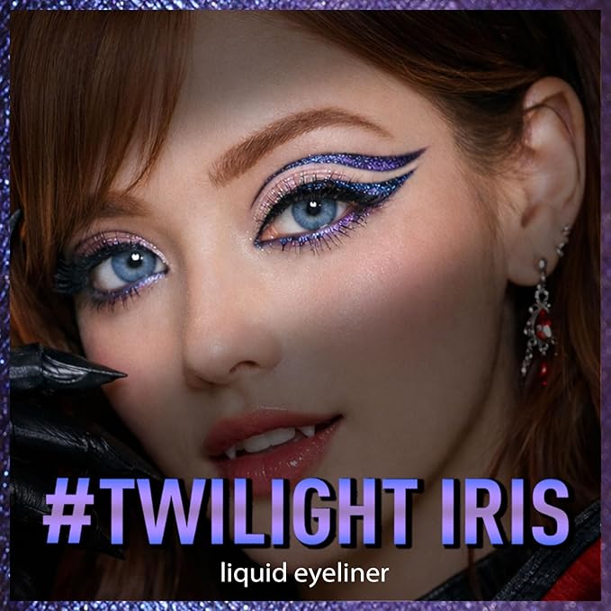 SUSIKEKI Chameleon Liquid Eyeliner, Blue Purple Metallic Color Shifting Shimmery Eye Liner, Duo-color Waterproof Long Lasting Glitter Eye Makeup Pen Eyeliners (Twilight Iris)
