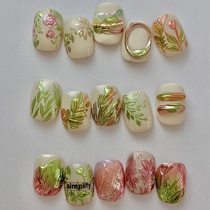 DRMODE Gold Silver Chrome Nail Powder, 6 Colors Red Green Mirror Metallic Effect Nail Chrome Powder, Blue Rose Gold Champagne Colored Chrome Powder for Nails Palette Pigment for Nail Art