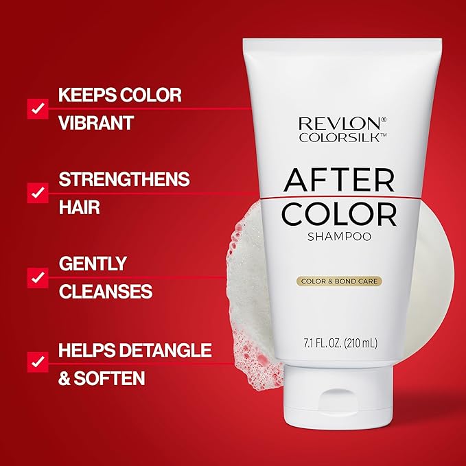 REVLON ColorSilk After Color Shampoo, Moisturizing & Bond Repairing, Sulfate & Paraben Free, Vegan, For All Hair Colors & Types, 7.10 fl oz
