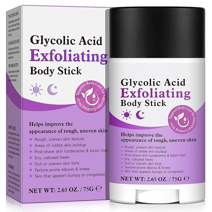 Glycolic Acid Exfoliating Body Stick 75g - 7% AHA + 0.5% BHA & Shea Butter Exfoliating Stick for Rough Skin，Gentle Peel for Arms, Legs & Back